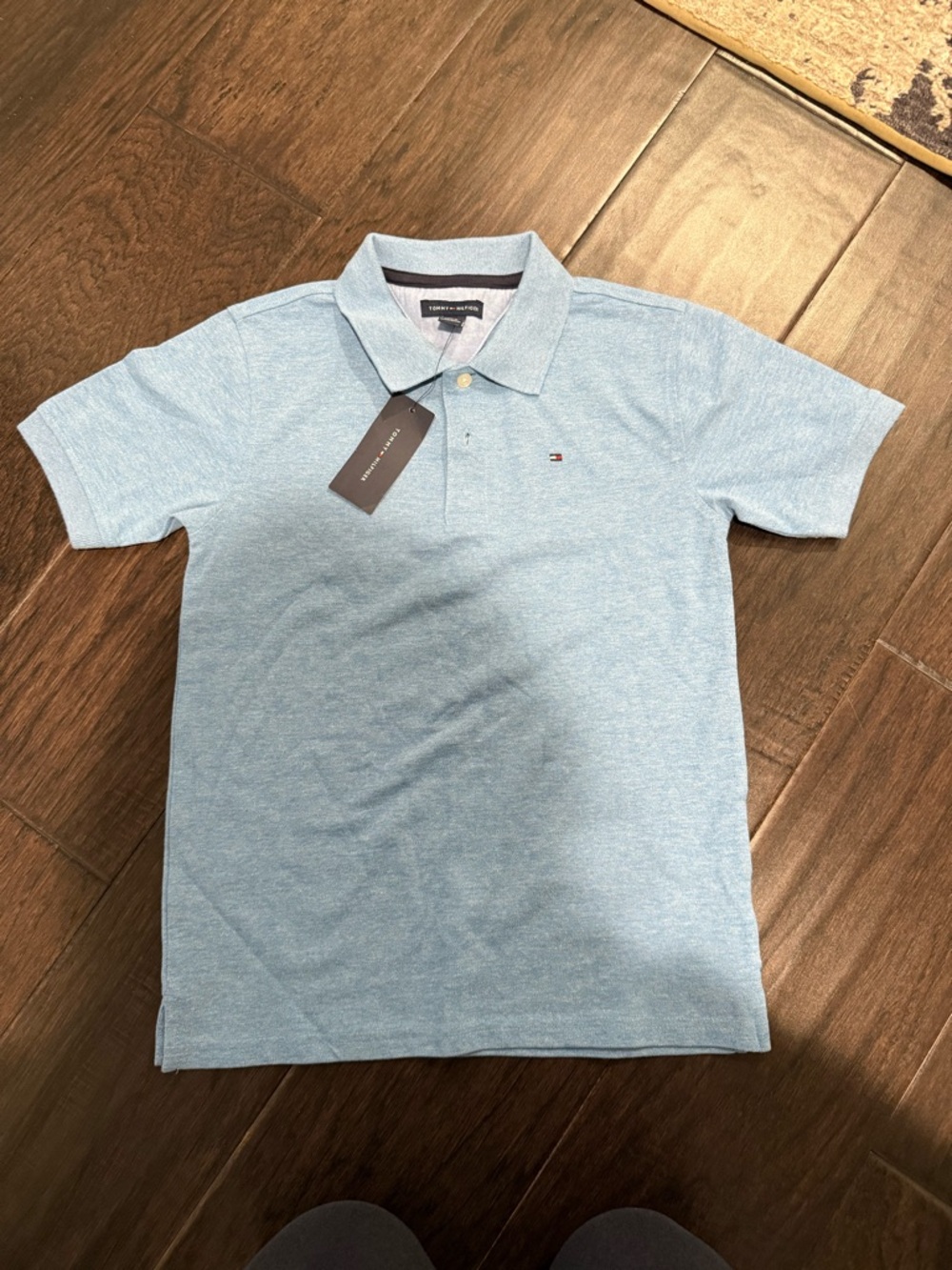 Tommy Hilfiger Kids Pale Blue Polo Shirt with Signature Flag